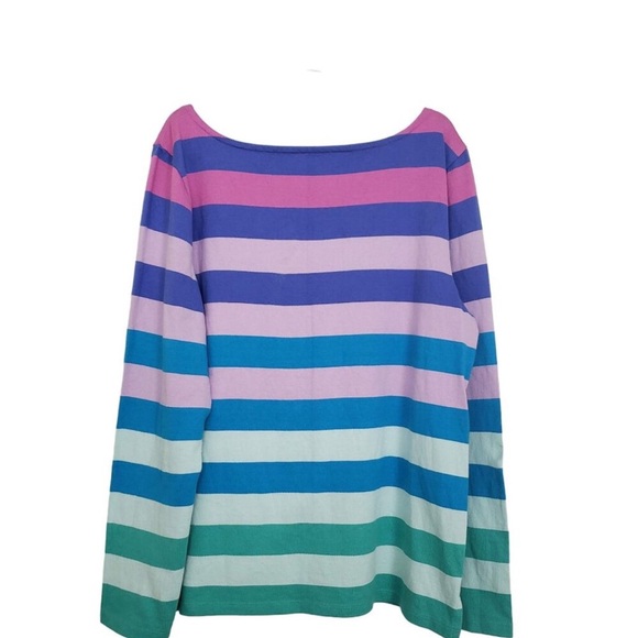 Talbots Ombre Orchid Striped Bateau Neck Top Large - Picture 5 of 11